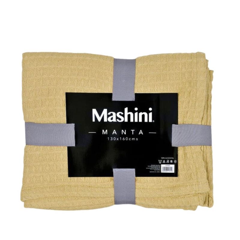 MASHINI - Manta cuadrados color mostaza