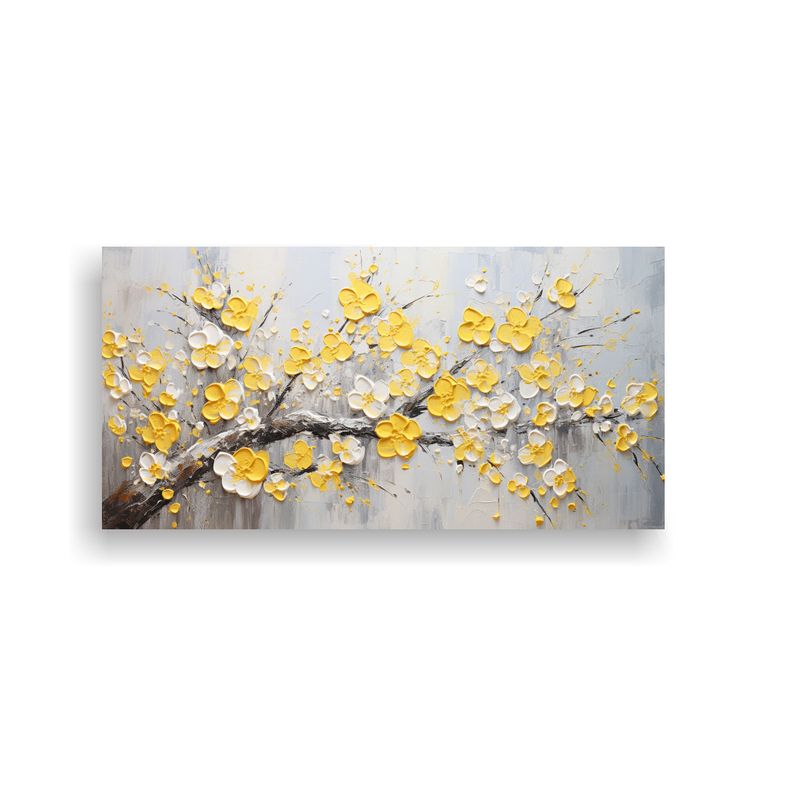 GENERICO - Lienzo De Tela Moderno Con Cerezos Amarillos En Flor 160x80cm