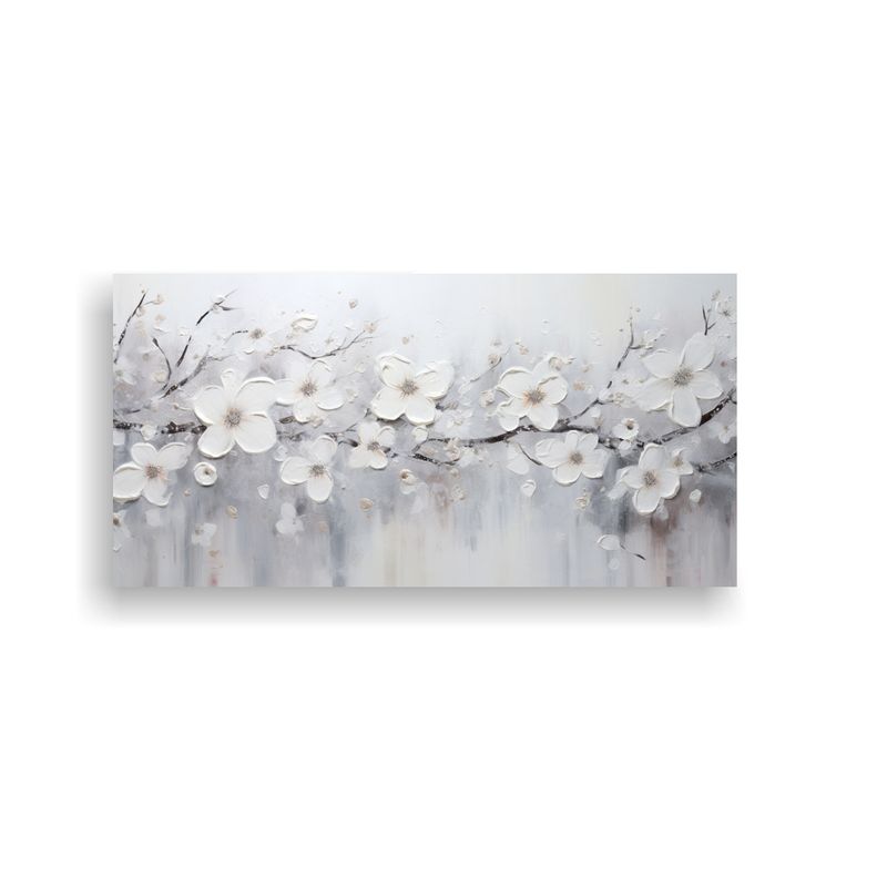 GENERICO - Pintura Acrílica En Bastidor Vintage Con Salpicaduras Blanc 160x80cm