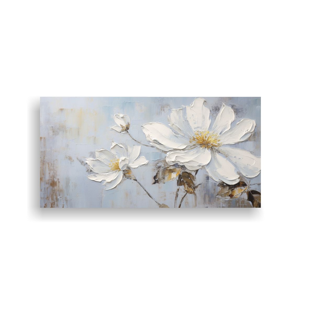 GENERICO - Pintura En Lienzo Estilo Vintage De Una Flor Blanca En El Es 60x30cm