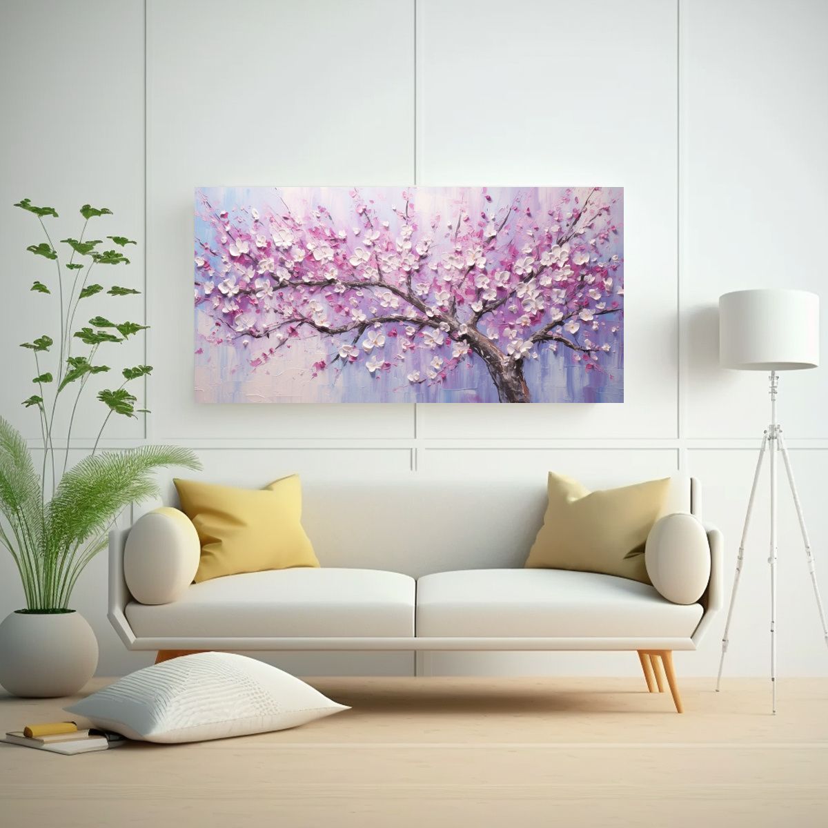 GENERICO - Cuadro Floral De Cerezos En Colores Vibrantes Para Decorar S 160x80cm