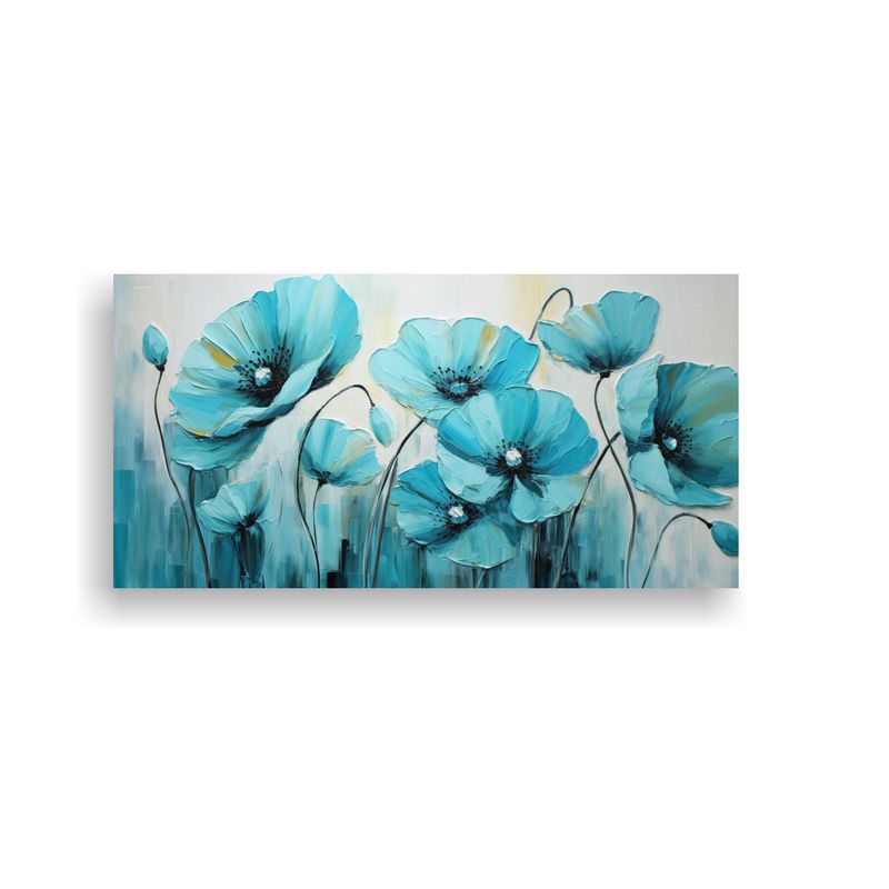 GENERICO - Pintura En Bastidor Moderno Urbano Con Flores Turquesas En E 160x80cm