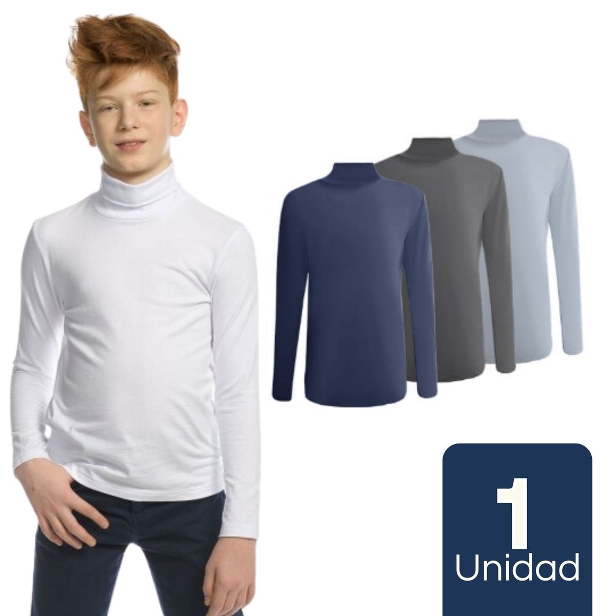 UTILISIMO - Camiseta Polera Beatle Polar Niño Primera Capa Surtido Cuello Alto