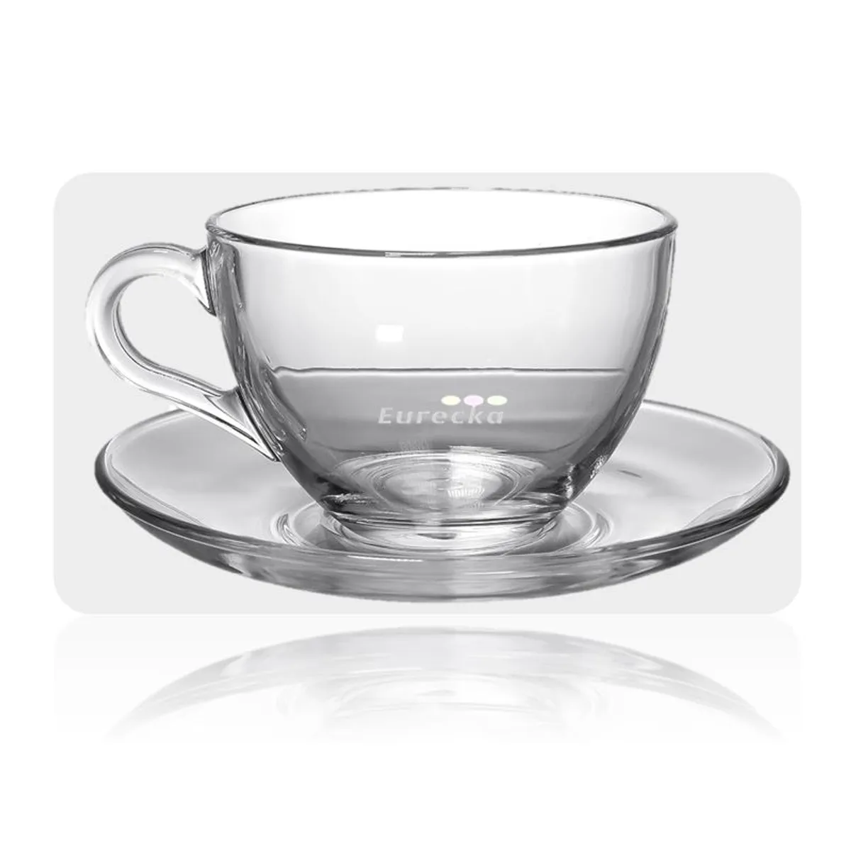 GENERICO - Taza y Plato de Vidrio Transparente para Café 420ML