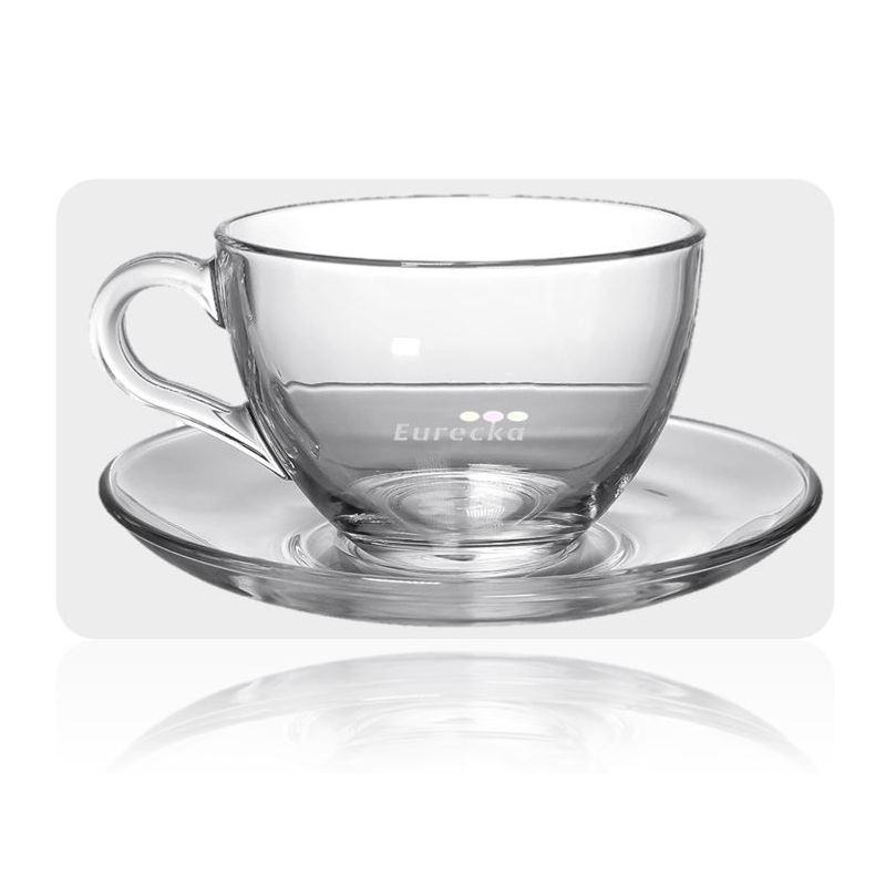 GENERICO - Taza y Plato de Vidrio Transparente para Café 420ML