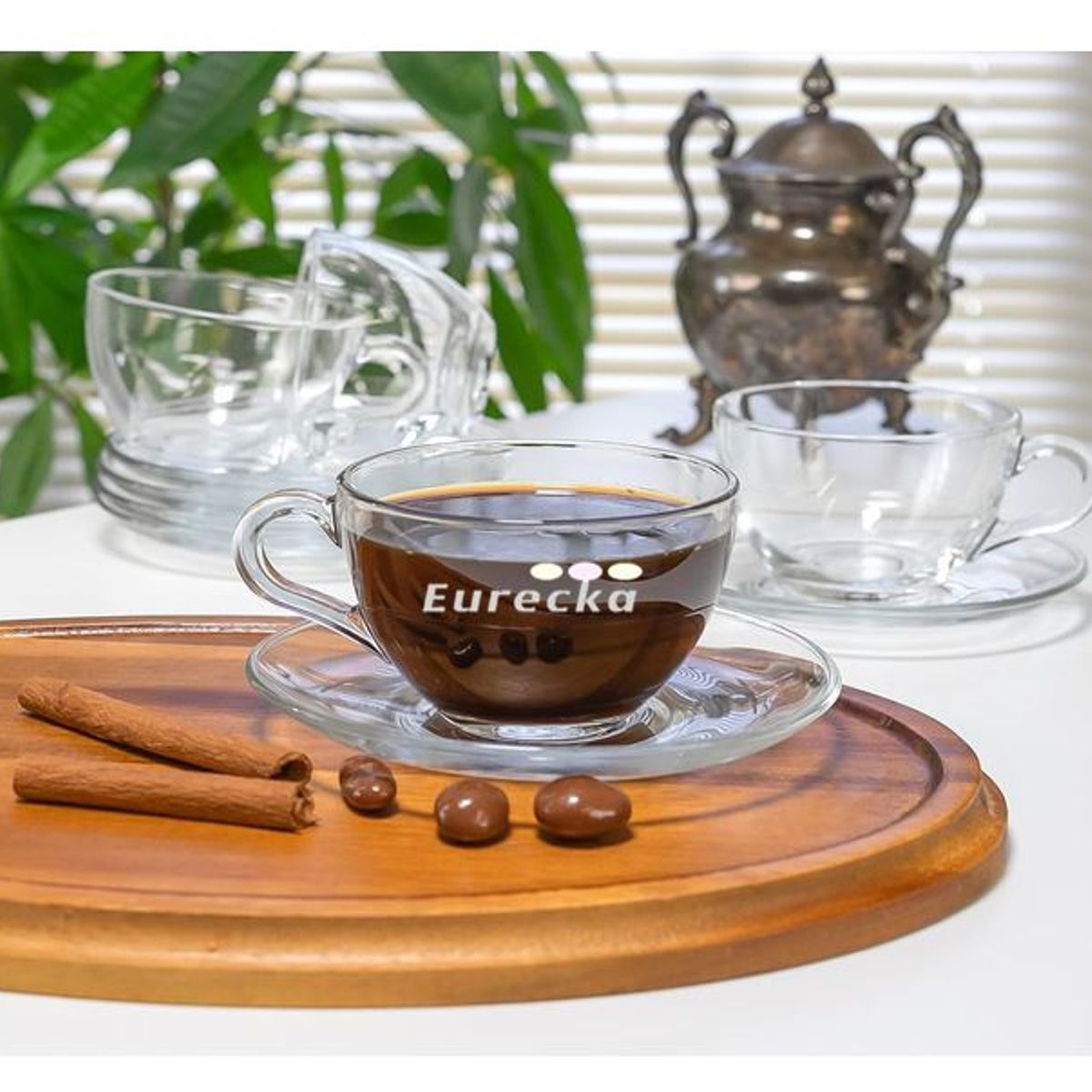 GENERICO - Taza y Plato de Vidrio Transparente para Café 420ML