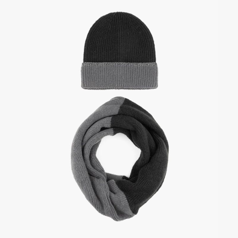 LOUNGE - Set Gorro Y Bufanda Mujer Infinito Negro