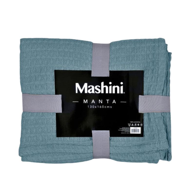 MASHINI - Manta cuadrados color Azul