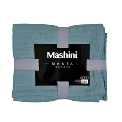 MASHINI - Manta cuadrados color Azul