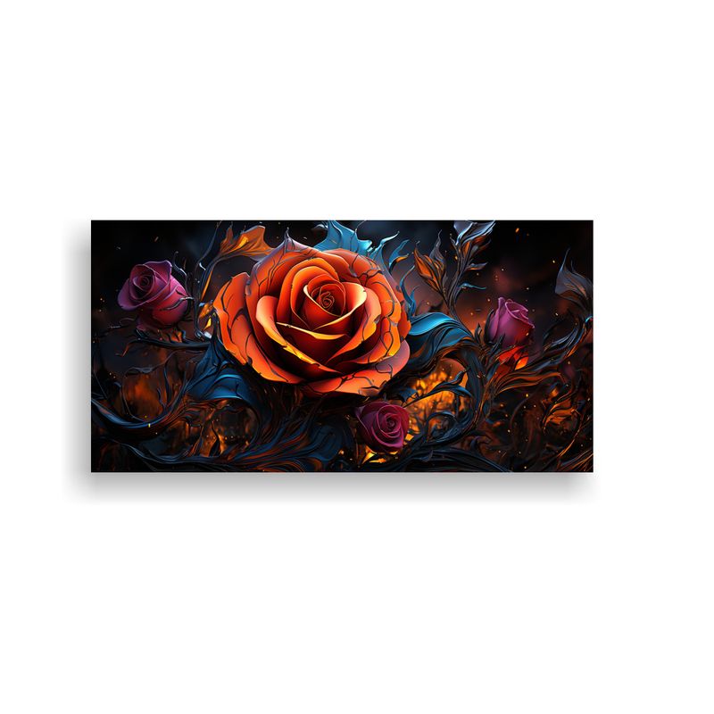 GENERICO - Pintura Abstracta Digital De Una Rosa Que Irradia Profundida 160x80cm