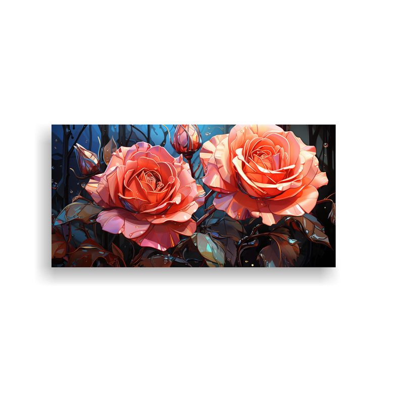 GENERICO - Pintura Abstracta Elegancia Gotas De Rosa En Lienzo 160x80cm