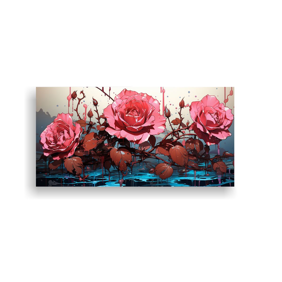 GENERICO - Pintura En Bastidor Con Patrón Intenso: Dibujo De Rosa Con  160x80cm