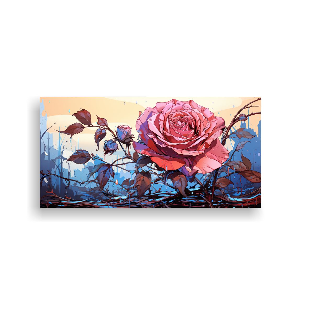 GENERICO - Tela En Bastidor Acuarela Mágico Con Gotas En Un Dibujo De  160x80cm