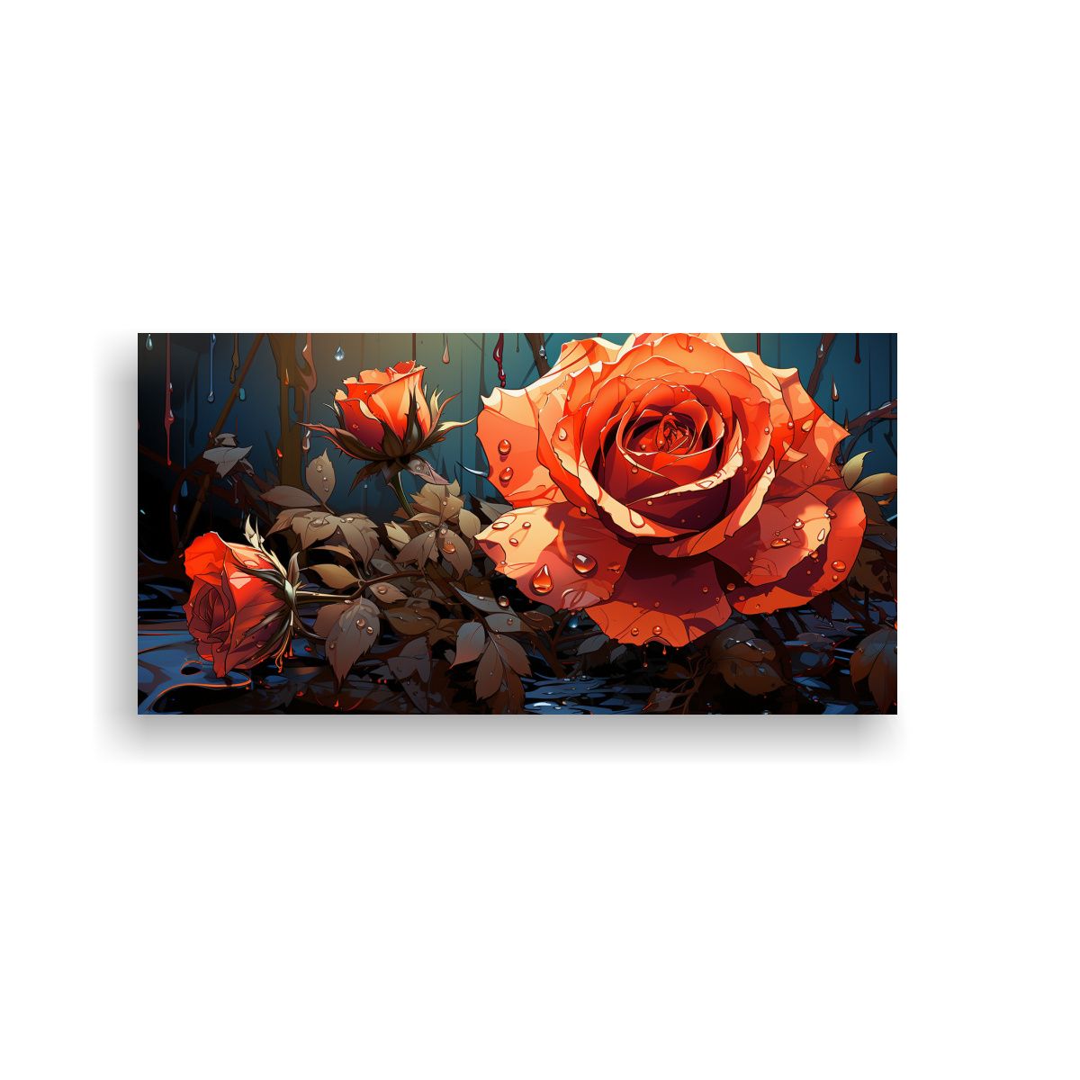 GENERICO - Pintura Decorativa Lienzo Tema Street Art Con Rosa Y Gotas D 160x80cm