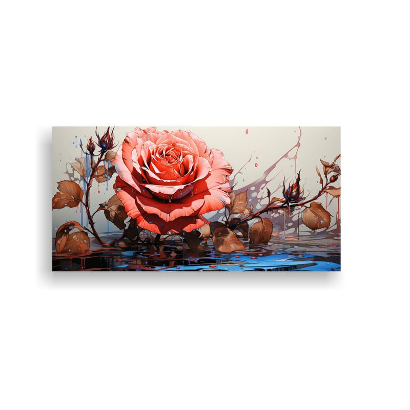 GENERICO - Pintura Decorativa De Detalle De Un Dibujo De Una Rosa Con G 160x80cm