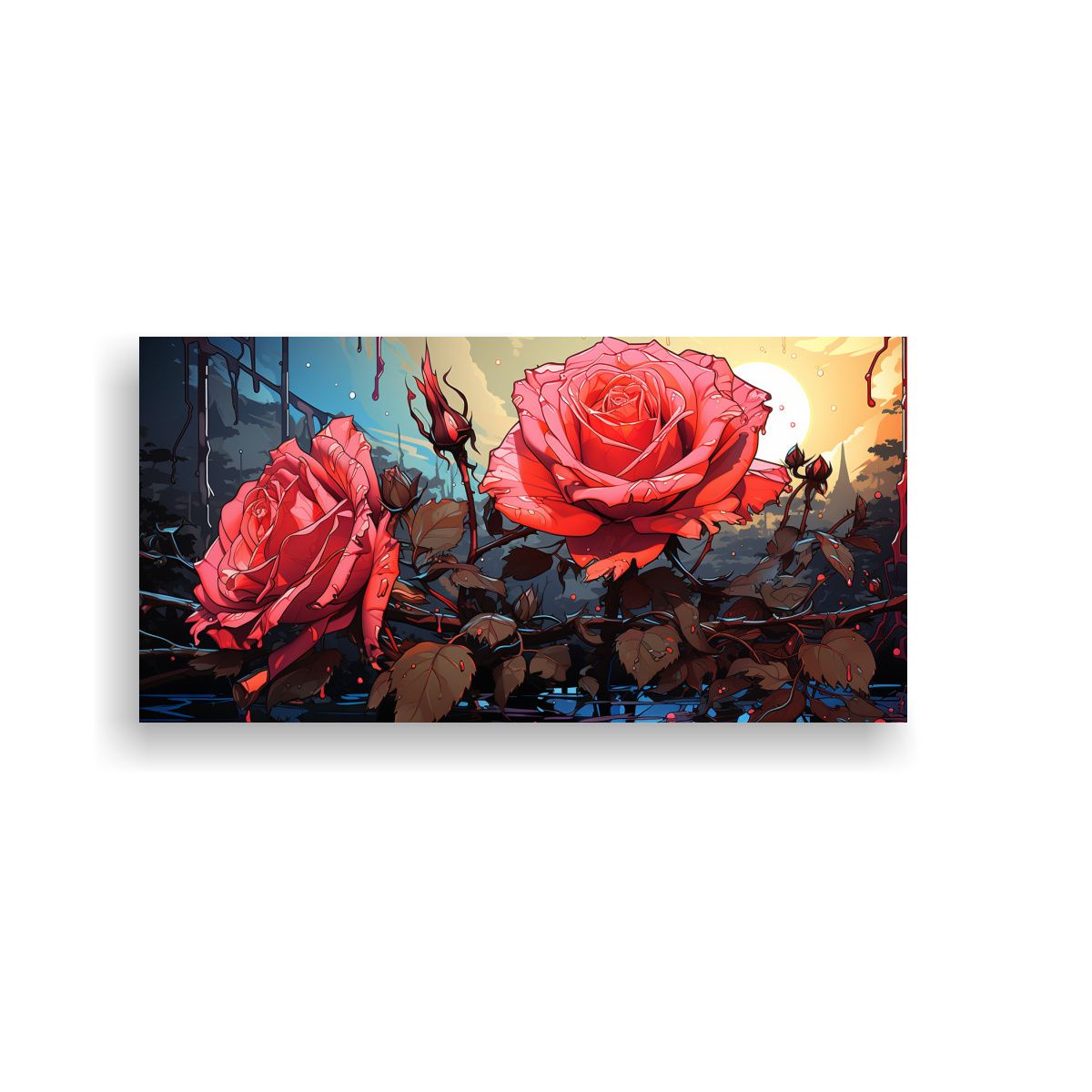 GENERICO - Pintura Decorativa Acuarela Alegría Con Gotas En Rosa. 160x80cm