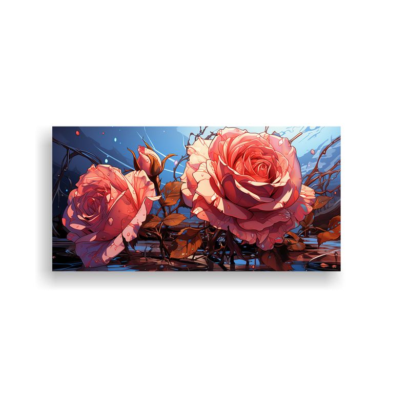 GENERICO - Tela En Bastidor Colores Armonía Cromática Dibujo De Rosa  160x80cm