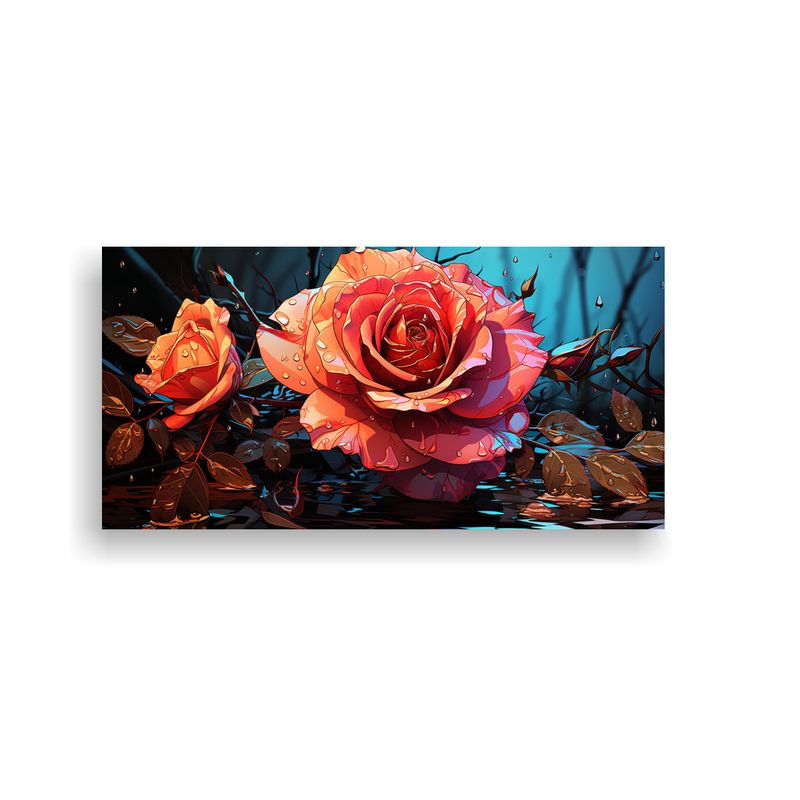 GENERICO - Pintura Decorativa Esquema De Un Dibujo De Una Rosa Con Gota 160x80cm