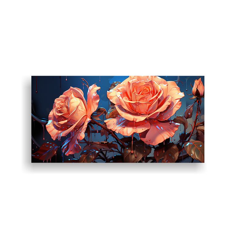 GENERICO - Cuadro De Decoración Dibujo De Rosa Con Gotas Goteando 160x80cm