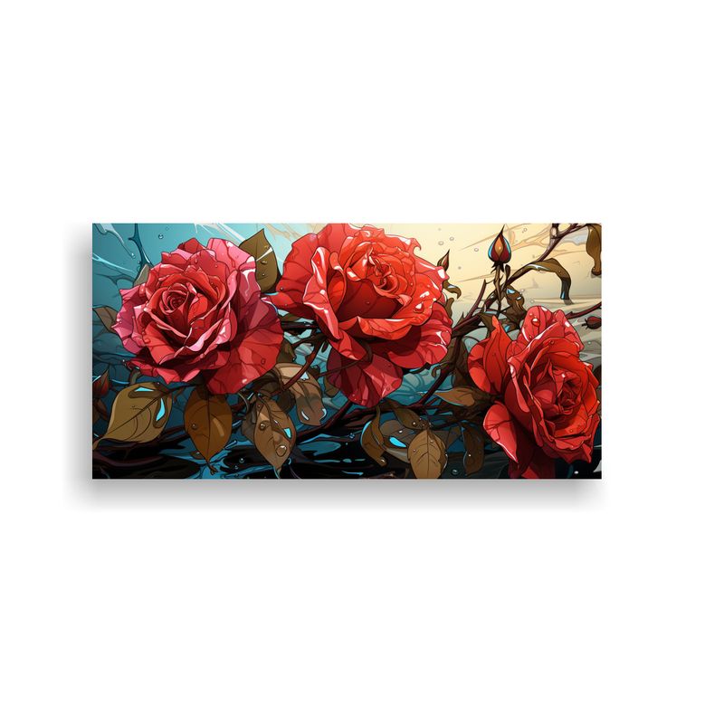 GENERICO - Pintura Decorativa Lienzo Tema Pop Art Con Una Rosa Y Gotas  160x80cm