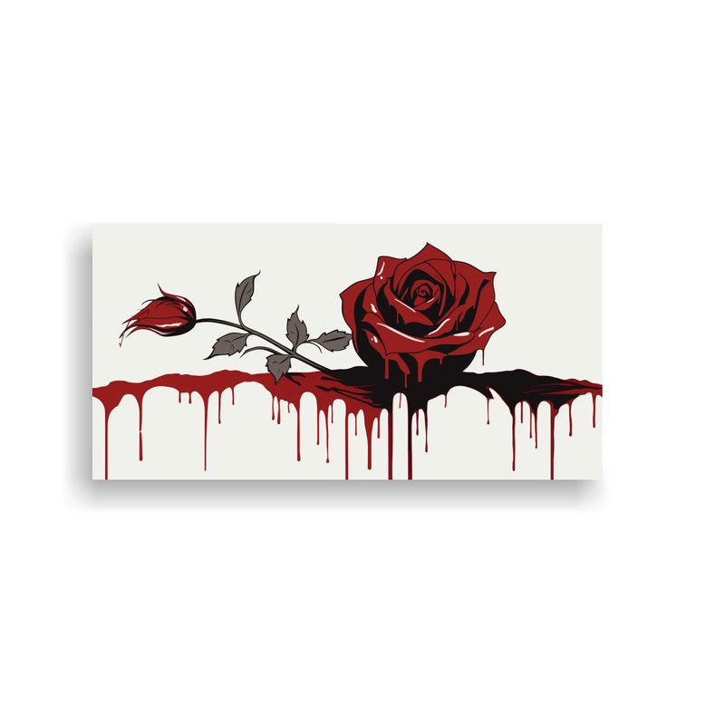GENERICO - Cuadro De Fotografía Urbana Con Rosa Sangrando Sangre Roja  160x80cm