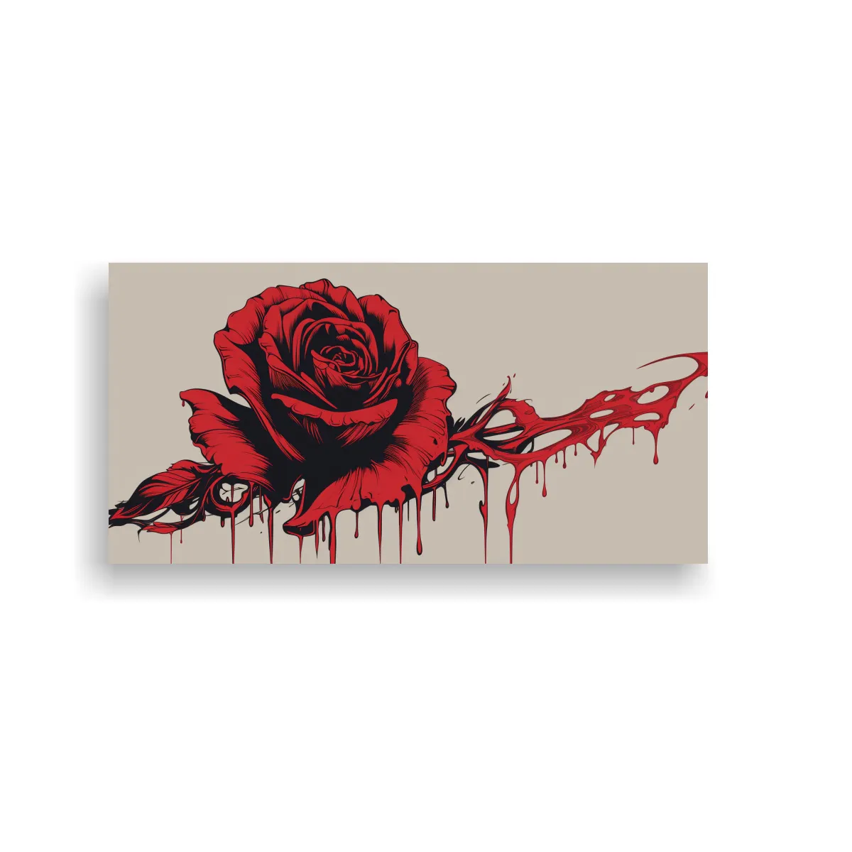 GENERICO - Lienzo Creativo Temático, Rosa Sangrante Y Marchito. 160x80cm