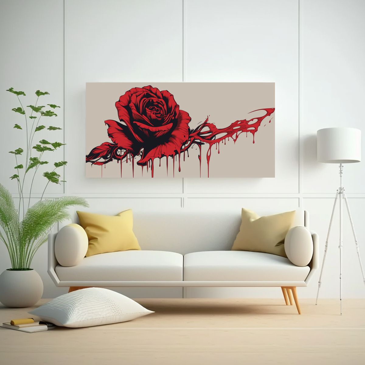 GENERICO - Lienzo Creativo Temático, Rosa Sangrante Y Marchito. 160x80cm