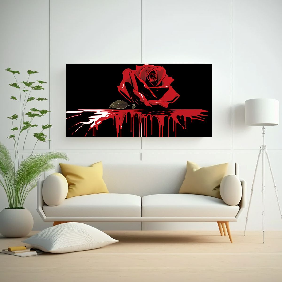 GENERICO - Lienzo En Bastidor Cuadro De Rosa Sangrante Y Marchita 160x80cm