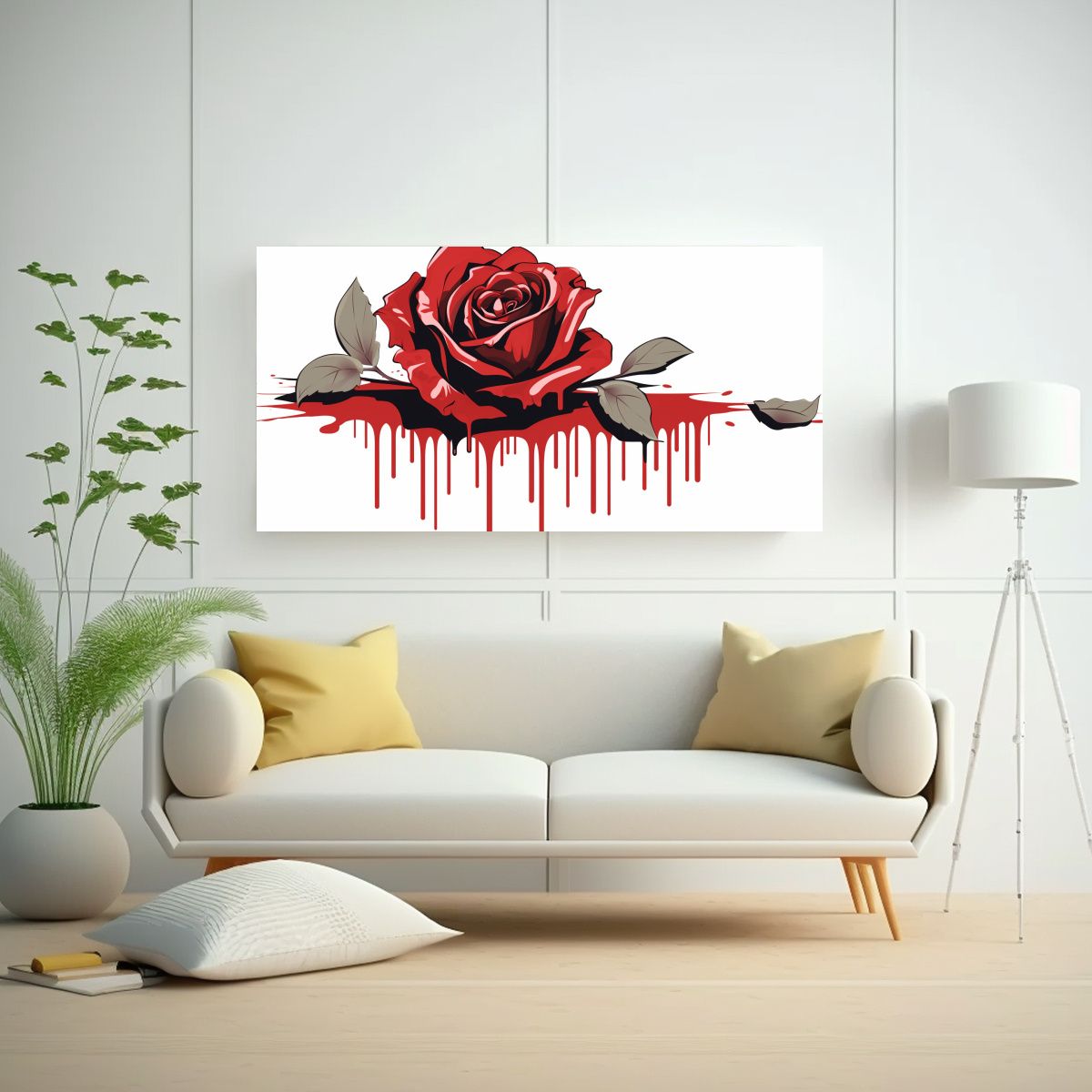 GENERICO - Pintura En Lienzo Imagen Única De Rosa Sangrando Y Muriendo 160x80cm
