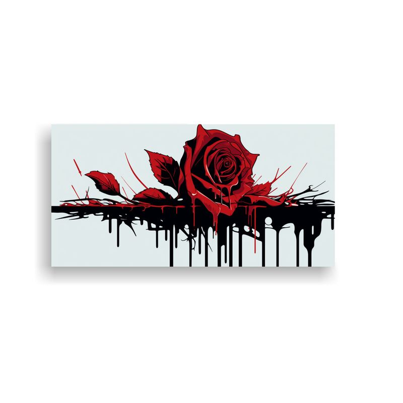 GENERICO - Pintura Lienzo Detalle Rosa Sangrante Y Muerte Lienzo Escree 160x80cm
