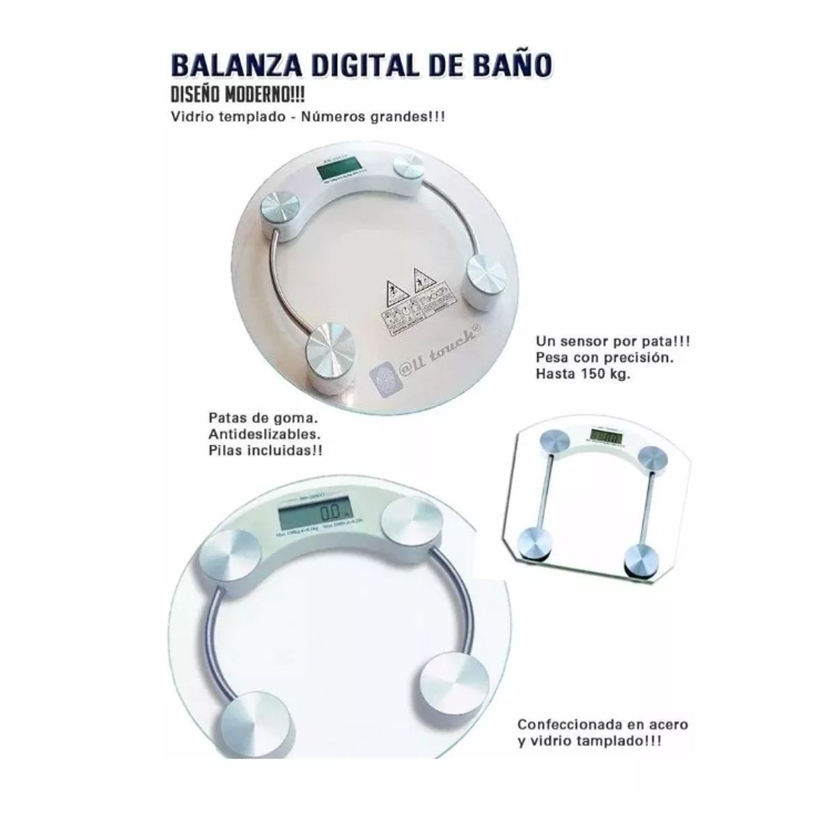 GENERICO - Pesa Digital De Baño 150 Kg Vidrio Templado