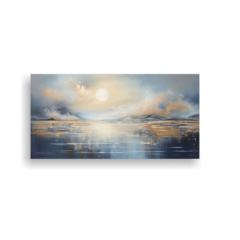 GENERICO - Cuadro Inspiración Abstracta De Un Mar Iluminado Por La Lun 160x80cm