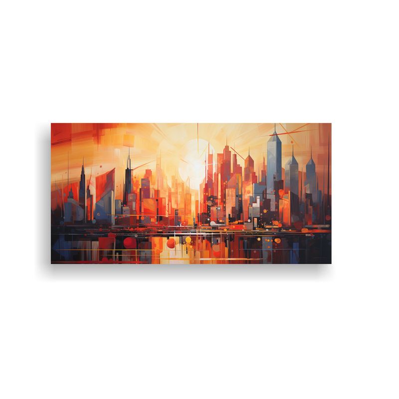 GENERICO - Pintura Lienzo Expresión Abstracta Intensa De Una Ciudad Vi 160x80cm
