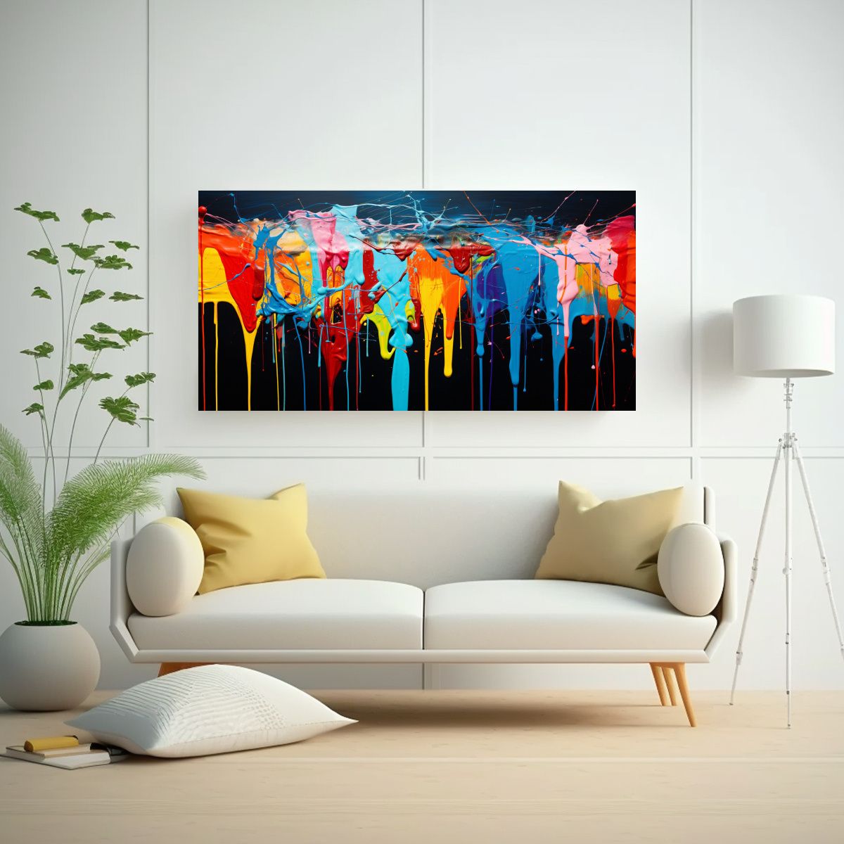 GENERICO - Tela En Bastidor Pintura Abstracta Estilo Expresionista 160x80cm