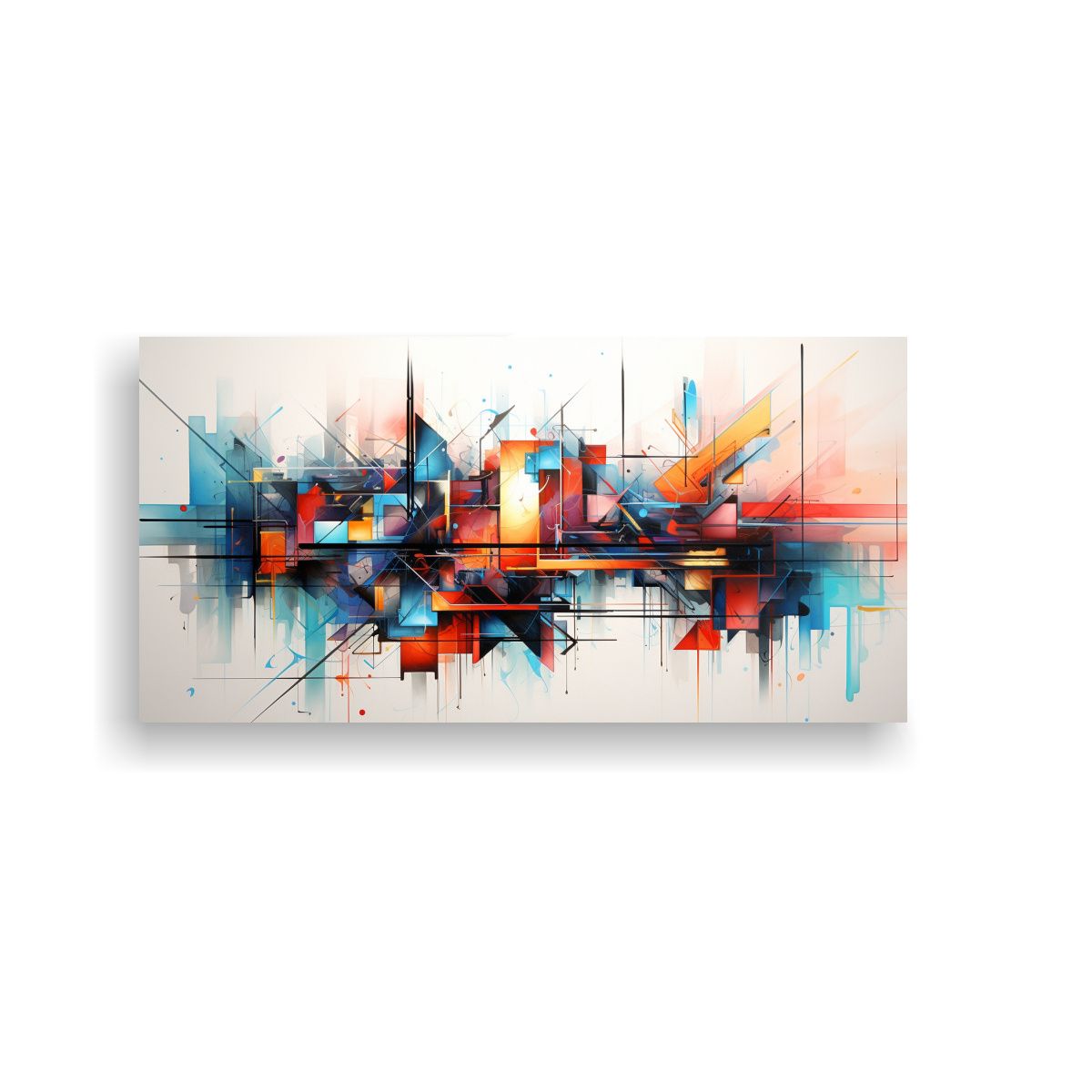 GENERICO - Pintura Acuarela Abstracta Con Líneas Composición Decorati 160x80cm