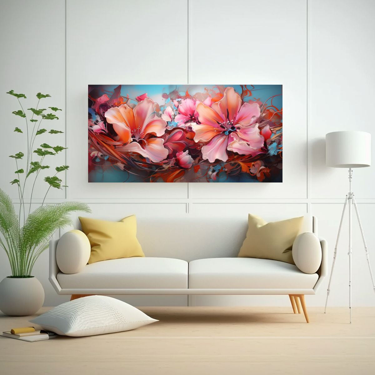 GENERICO - Cuadros De Flores Modernos Abstractos Arte De Pared Majestuo 160x80cm