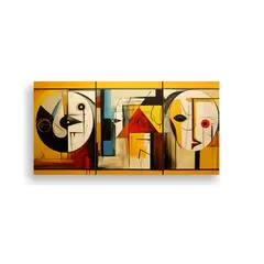 GENERICO - Cuadros Vintage Con Figuras Abstractas Intensas 120x60cm