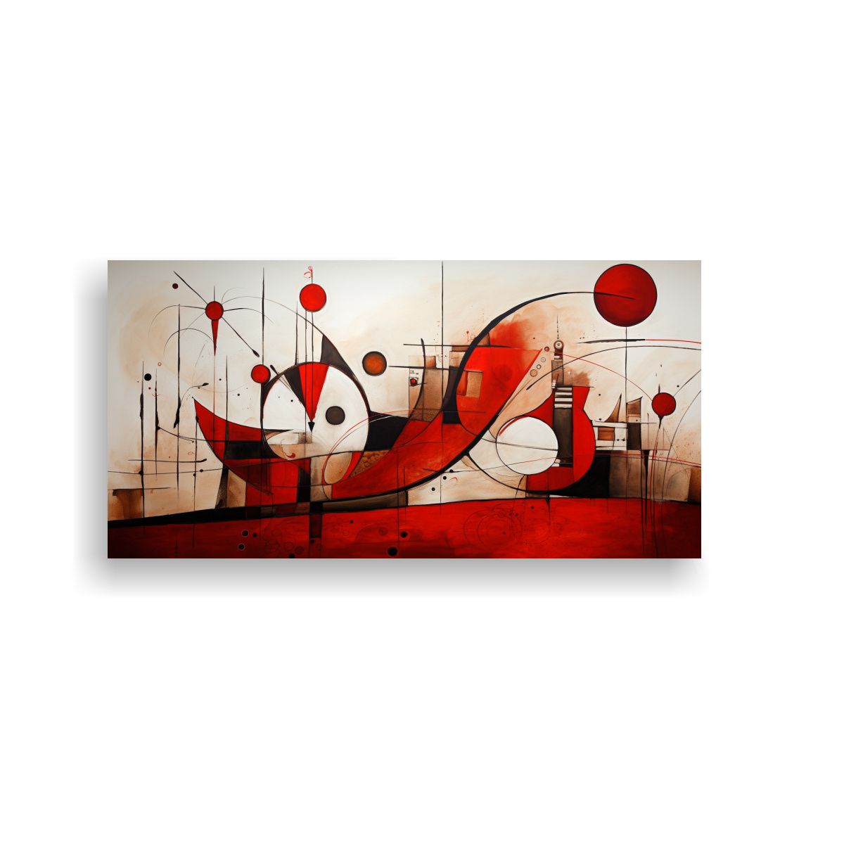 GENERICO - Cuadro Abstracto Equilibrio Tonos Rojos Para Decoración 160x80cm