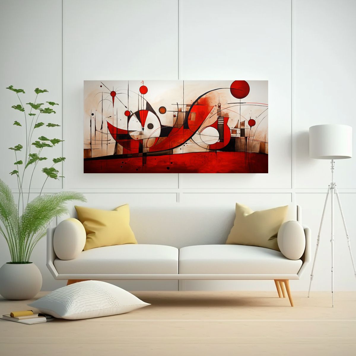 GENERICO - Cuadro Abstracto Equilibrio Tonos Rojos Para Decoración 160x80cm