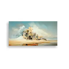 GENERICO - Cuadro Abstracto Playa Expresión Mágica Tela Bastidor 120x60cm