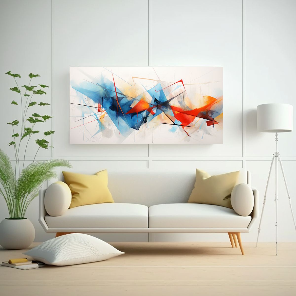 GENERICO - Pintura Abstracta En Acuarela Composición Original 160x80cm