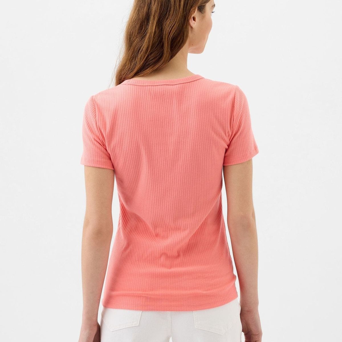 GAP - Polera Rib Manga Corta Mujer Naranja