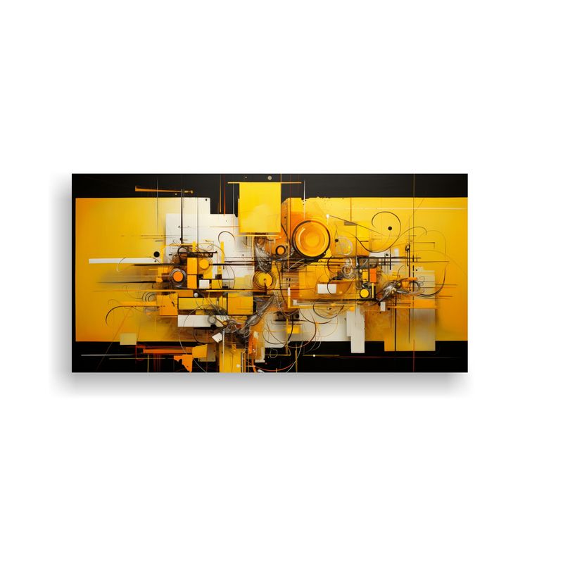 GENERICO - Pinturas Abstractas En Tonos Amarillos Para Decorar Sala 160x80cm