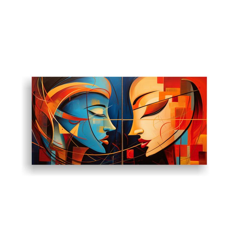 GENERICO - Cuadros Abstractos De Parejas En Relieve Para Decoración 160x80cm