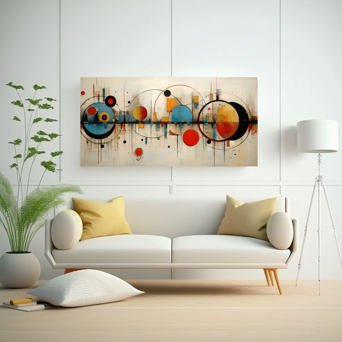 GENERICO - Pinturas Abstractas Con Círculos, Efecto Visual 160x80cm