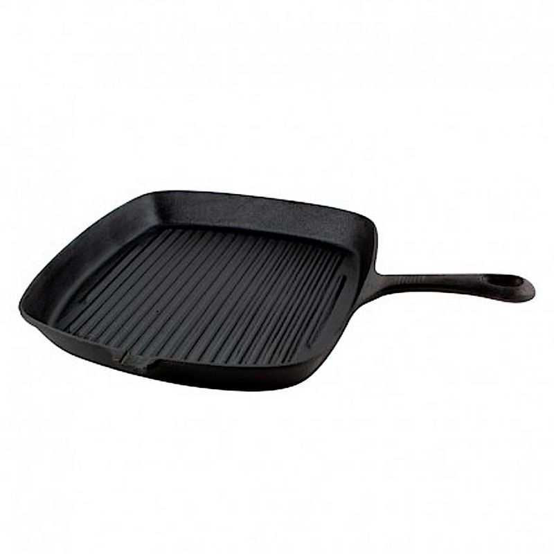LUGANO - Sartén Grill Cuadrada 26 cm Fierro Fundido con Boquilla de Vertido