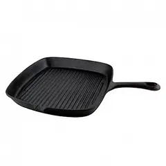LUGANO - Sartén Grill Cuadrada 26 cm Fierro Fundido con Boquilla de Vertido