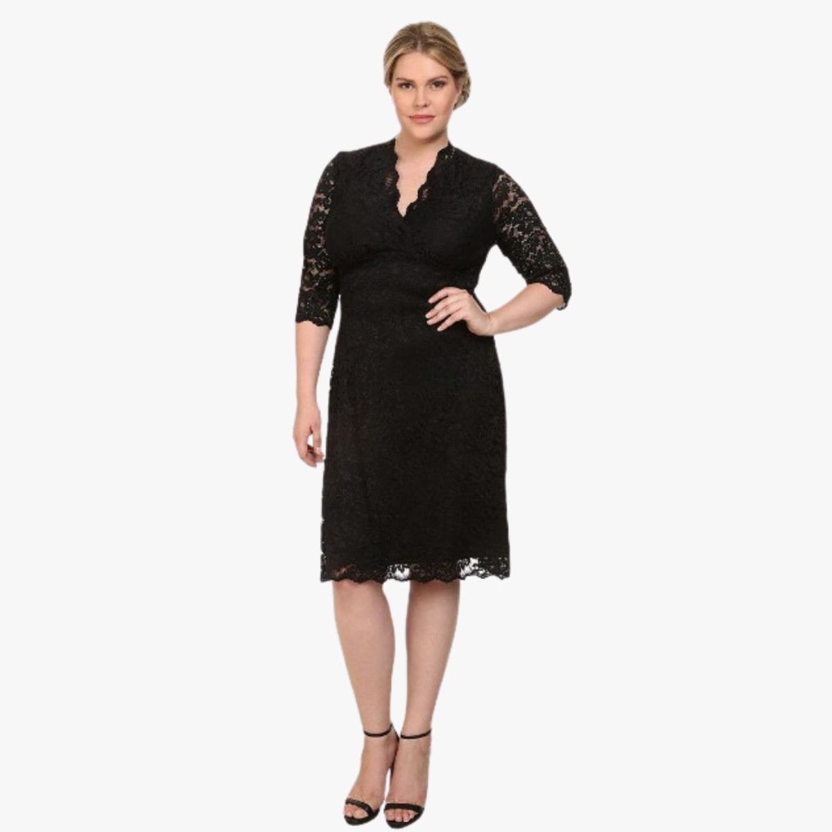 GENERICO - VESTIDO DE FIESTA AJUSTADO TODO DE ENCAJE IDEAL PARA CÓCTEL BODA