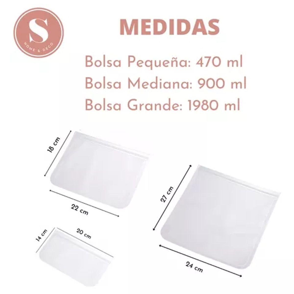 GENERICO - Bolsas Antiderrame De Silicona Herméticas Reutilizable 3 Uni