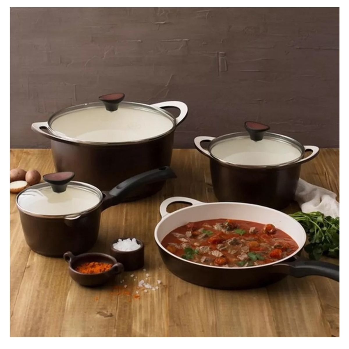 GENERICO - Bateria De Cocina 7 Pzs Antiadherente Ceramic Profesional Il